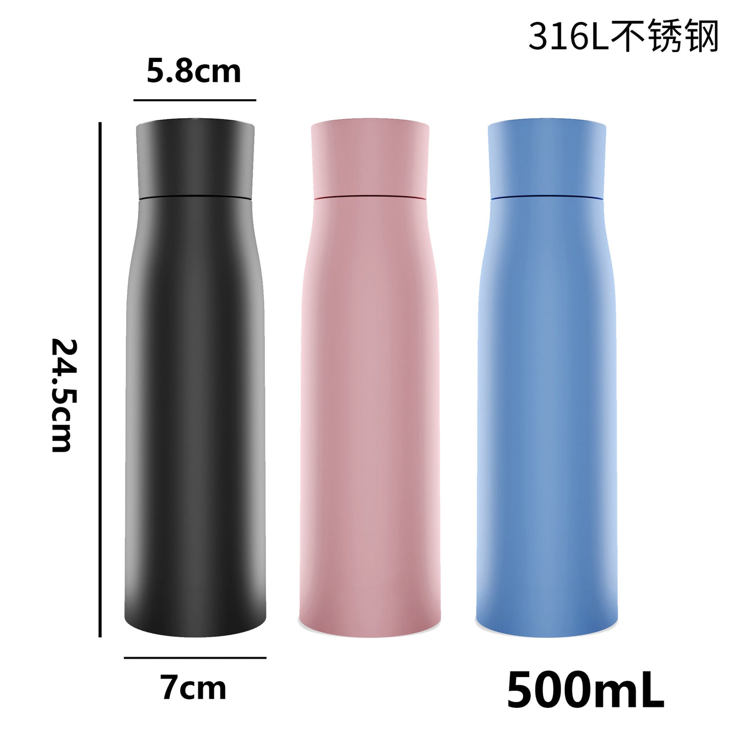 スマート温度表示付きステンレスボトル|UV除菌LED・USB充電式・IP65防水・500ml|保温保冷マグボトル