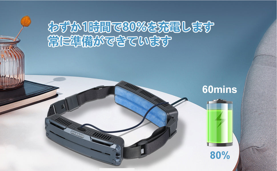 USB充電式 ウエスト装着型ポータブル扇風機|腰掛け式ミニファン・屋外作業・夏場・スポーツ・通勤用に最適