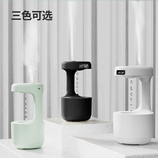 ディスプレイ付き反重力加湿器 — 浮遊する水滴、驚きのデザイン、静音動作