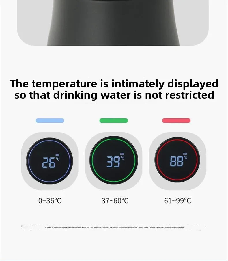 スマート温度表示付きステンレスボトル｜UV除菌LED・USB充電式・IP65防水・500ml｜保温保冷マグボトル